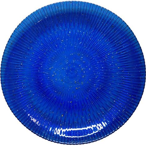Assiette plate en verre bleu pour présentation de table et service 28 x 28 x 2,5 cm - PANGIVO (1/4)