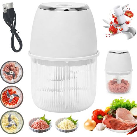 Mini hachoir électrique 350 ml - Hachoir électrique pour légumes, oignons, petits hachoirs de cuisine électriques pour fruits, noix, viande, ail, nourriture pour bébé (1/5)