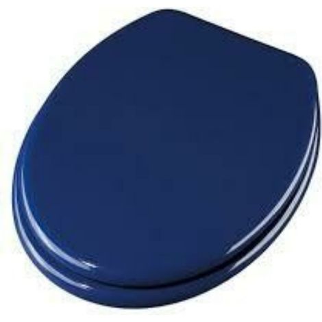 Schläfer 4638120 Tavoletta WC Copriwater Universale per Bagno, Sedile Water Bagno in Legno Blu, Cerniere Regolabili in Ottone Cromato, Copritazza per Wc Forma Ovale (1/5)