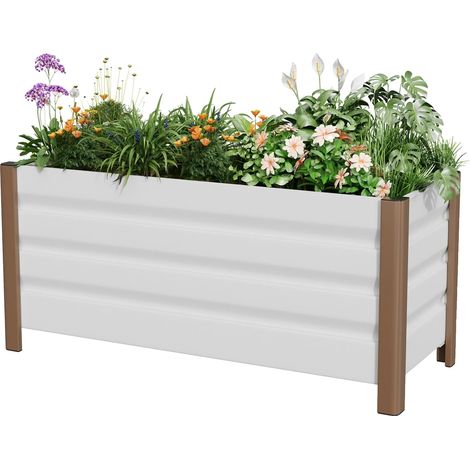 Aiuola rialzata, sistema di drenaggio efficiente, design moderno, bianca - 100x40x45 cm (1/2)