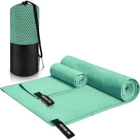 Lot de serviettes en microfibre, séchage rapide, avec sac de transport, polyvalente pour sport, plage et voyage (1/5)