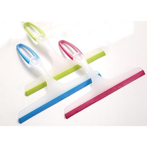 Lot de 3 grattoirs en silicone pour vitres, douches et tables. Ces grattoirs en caoutchouc servent également de nettoyeurs de verre. (1/5)