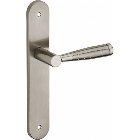 THIRARD - Ensemble de poignées pour porte intérieure Helios sans trou, entr'axes 195mm, nickelé satiné - SP (1/2)