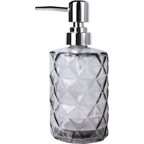 Flacone di sapone in vetro a forma di diamante. 12 flaconi da 30 ml, per uso in bagno (grigio) (1/5)