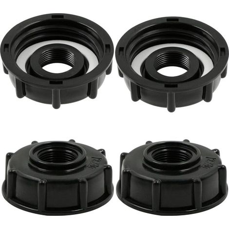Adaptateur de réservoir IBC 4 pièces noir – Raccord tuyau 3/4 pouce pour robinet de jardin, bouchon étanche pour conteneur et baril (1/5)