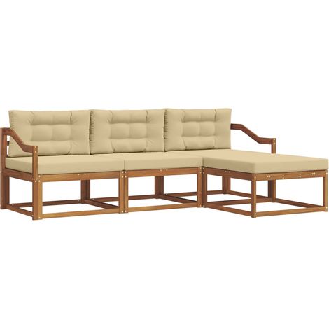 Ensemble de canapés d'extérieur 4 pcs Salon de jardin Naturel et Beige (1/5)