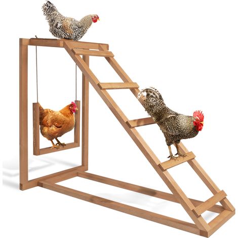 Idmarket – Aire de jeux en bois pour poules – Balançoire et perchoir en pin canadien – Dimensions 100x50x80 cm – Certification FSC
