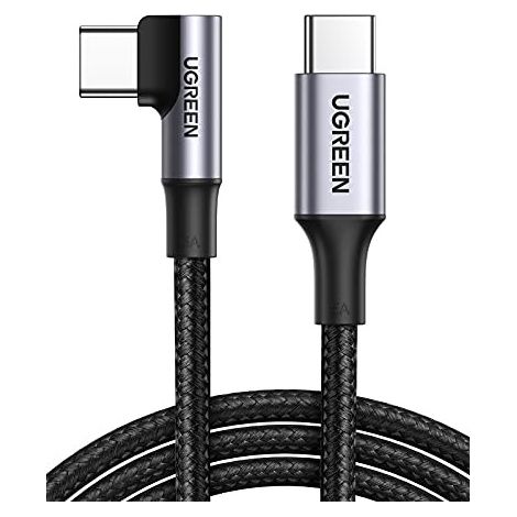 Cable de charge rapide coude ugreen usb c vers usb c 100 w pd 2 m - noir