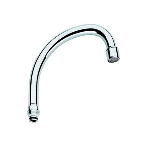 Grohe – Bec tubulaire orientable mâle M 22 x 100 – Saillie 140 mm – Corps laiton pour robinet – Mousseur inclus