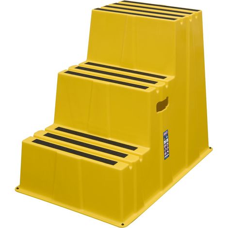 Sealey KS7 Heavy-Duty 3-Step Safety Steps with Anti-Slip Treads 150kg Capacity, Yellow - EN 14183