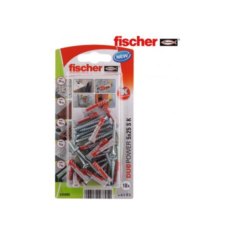 Tacos con Tornillos FISCHER DuoPower Ø5x25mm - Blíster 18 unidades 534996