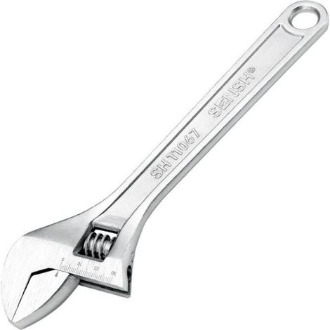 1 clé à molette, 6 pouces, acier au carbone, poignée caoutchouc antidérapant, mâchoire large avec échelle, pour bricolage et atelier (1/4)