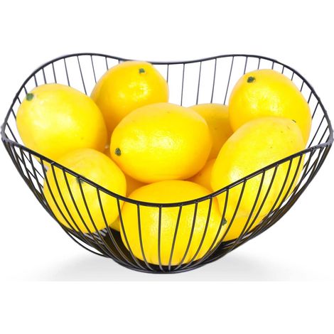 Cesto per frutta in metallo nero, 27x13 cm, cesto per frutta in metallo, cesto per frutta in ferro, cesto per frutta in metallo, cesto per frutta rotondo moderno