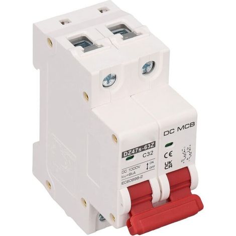 Baomain Disjoncteur DZ47-63(MBM6C) C25 25A 400VAC 6000A Capacité de Coupure 2P, Déclenchement Rapide et Sûr, Extinction D'arc, Convient aux Systèmes D'alimentation CC