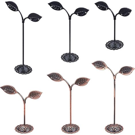 6-teiliger Ohrringhalter aus Eisen in Form von Bohnensprossen, Schmuckständer, Schwarz/Bronze, 3 Höhen (1/5)