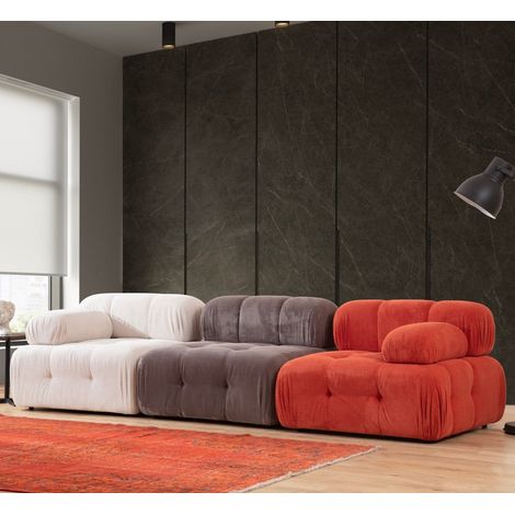 Modulares Sofa 3 Elemente Doblo rot weiß grau (1/3)