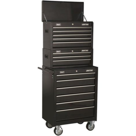 Sealey American PRO&reg Topchest, Mid-Box Tool Chest & Rollcab Stack 14 Drawer - Black AP22BSTACK (1/3)