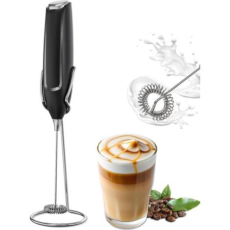 Espumador de leche, Espumador de leche eléctrico, Espumador eléctrico a pilas, Mini batidora de café, latte, matcha y chocolate caliente (1/5)