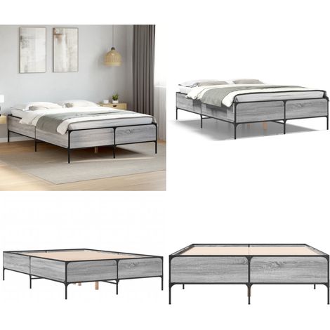 Bettgestell Grau Sonoma 160x200 cm Holzwerkstoff und Metall - Bettes Gestell - Doppelbett - Bettrahmen - Grau - Holzwerkstoff - Home & Living (1/5)