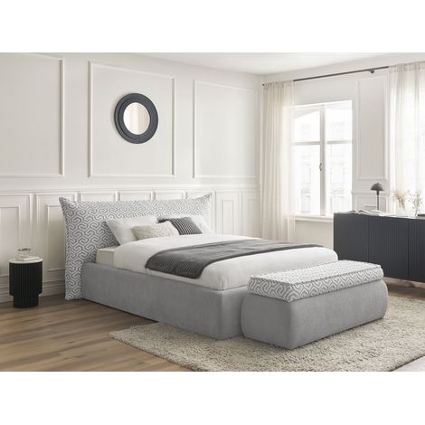 BOBOCHIC - Lit coffre JADE tissu graphique + bout de lit JADE Edition Limitée  140x190 + bout de lit 140 (1/5)