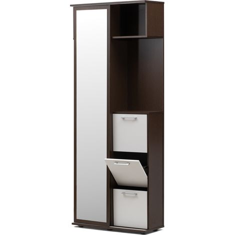 Mueble de entrada, armario recibidor, colgador espejo y zapatero 198x80x30 (1/5)