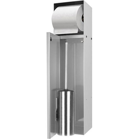 Looox Ensemble brosse de toilette fermée - avec support à rouleau - carrelable - inox brossé