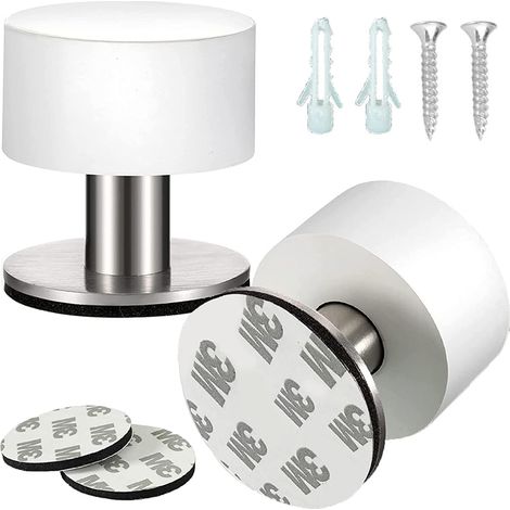2 Butées Porte Acier Inox 1.57x1.65" avec Amortisseur (1/4)