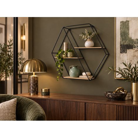 Designer-Wandregal - Sechseckig - Diagonal