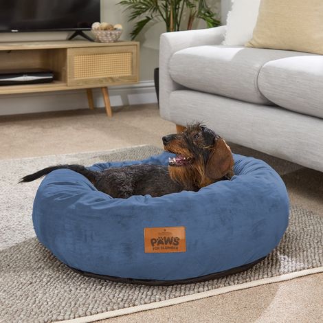 Paws for Slumber Donut Pet Bed, Navy, Large, 75cm Diameter