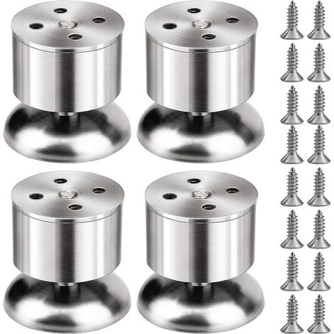 Set aus 4 Tischbeinen aus Edelstahl, verstellbare Küchenmöbelbeine, mit Schrauben (Höhenverstellbereich von 0 bis 10 mm), für Zuhause, Büro, Küche oder Sofa. (1/5)