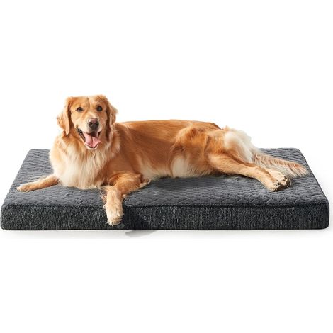 XXL Orthopedic Dog Bed, Machine Washable Dog Cushion, Soft Plush Fabric, Non-Slip Base, Dog Mattress Anti-Stress Bed, 119 x 74 x 10 cm, Grey (1/5)