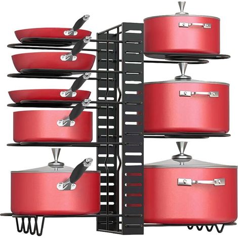 Étagère de rangement de cuisine, support à casseroles réglable à plusieurs niveaux pour installation à l'intérieur du meuble sous évier ()
