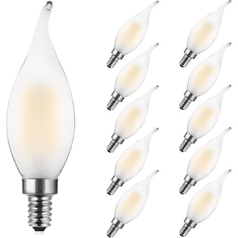 Ampoule E14 LED,4W Ampoule LED Filament équivalent Incandescente 35W,2700K Blanc Chaud,Ampoule Petit Culot à Vis,Non Dimmable,Mat,Lot de 10 (1/5)