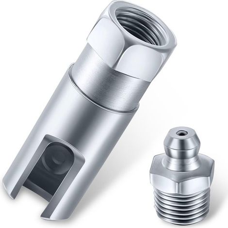 Raccord pour pistolets graisseurs automobiles 1,6" x 0,5", à emboîter, à fente, avec graisseur coudé à 90° (1/5)
