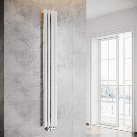 SONNI Radiador de Vertical Blanco Ovalado Radiador Centro Conexión monocapa Con válvula termostática 1800x239mm (1/5)