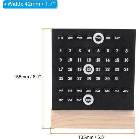 Calendrier perpétuel en bois, support de calendrier de bureau en acrylique affichant le mois, le jour de la semaine et la date, convient aux bureaux, magasins, bureaux et comme décoration intérieure, (1/4)