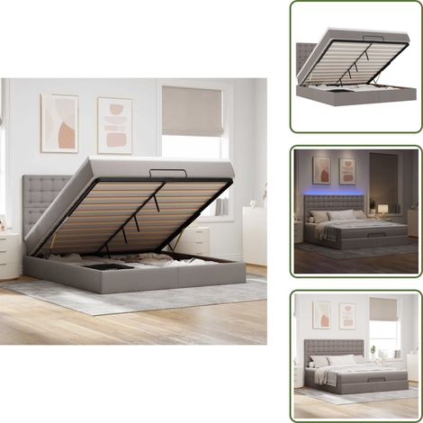 VidaXL Cadre de lit ottoman avec matelas taupe 180x200 cm tissu (1/5)
