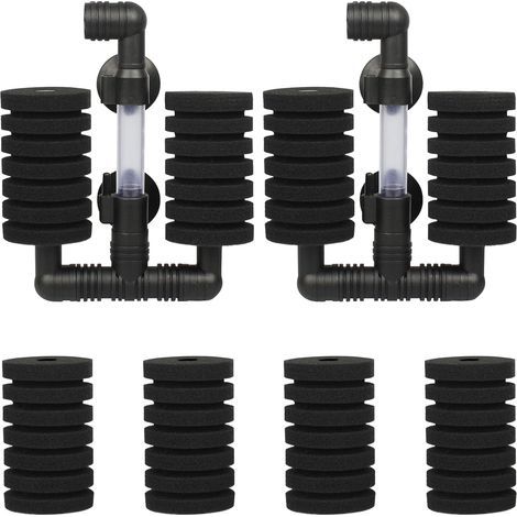 2 PCS Kit Filtre Exhausteur Aquarium Filtre d'aquarium Double avec 4 Éponges de Rechange pour Filtrage Biologique et Mécanique (1/5)
