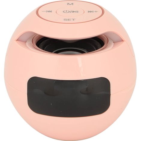 Enceinte Bluetooth colorée en forme d'horloge, mini enceinte portable pour la maison, ronde et compacte, puissante enceinte pour ordinateur, rose. (1/5)