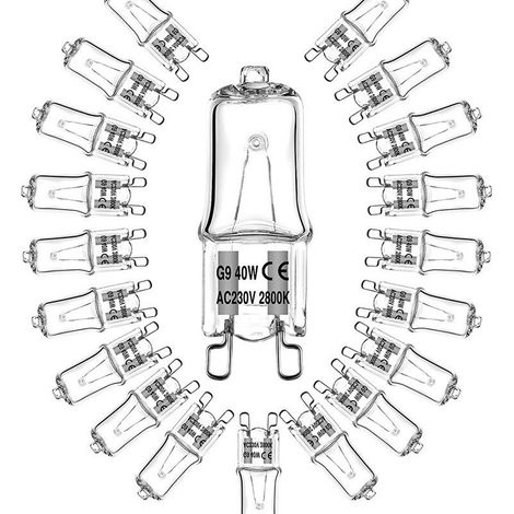 Ampoules halogènes G9, 40 watts, 230 volts, paquet de 10. (1/4)