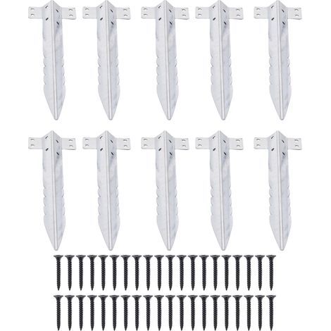 Paquet de 10 petits supports de traverses de chemin de fer en acier galvanisé bois de jardin pour plates-bandes. (1/5)