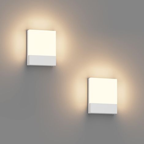 Lot de 2 15W Lampe Murale LED Interieur/Exterieur, Applique Murale Blanc Modernes en Aluminium, Éclairage Mural pour Entrée Couloir Escaliers, Blanc Chaud 3000K, IP65 (1/5)