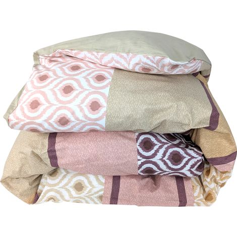 Housse de couette 100% coton INOUK rose/beige 200x200 cm (1/5)