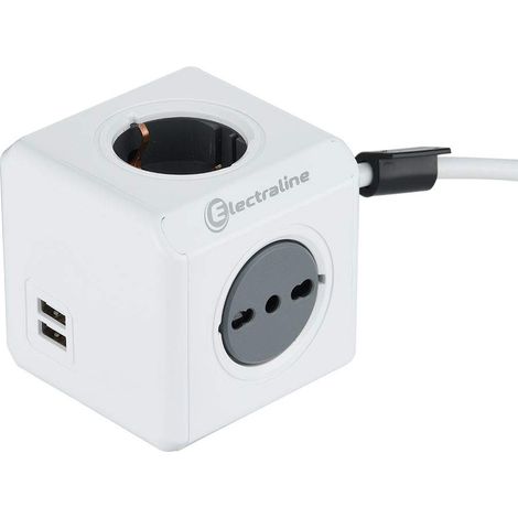 Electraline 62045 Multipresa ciabatta Cubo Powercube 4+2 usb, Cavo 1,5M - bianco (1/5)