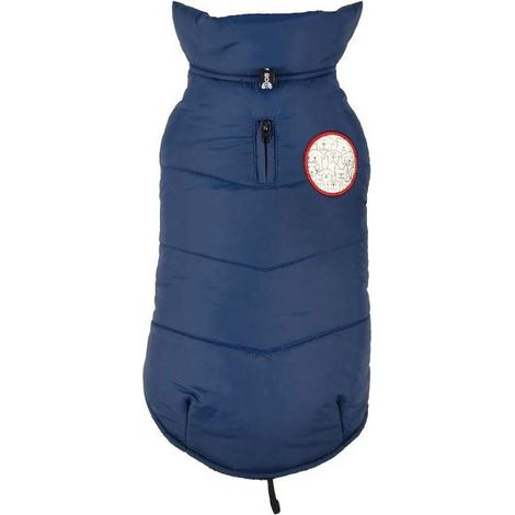 25 cm: Giubbotto piumino modello Dog imbottito impermeabile blu per cani