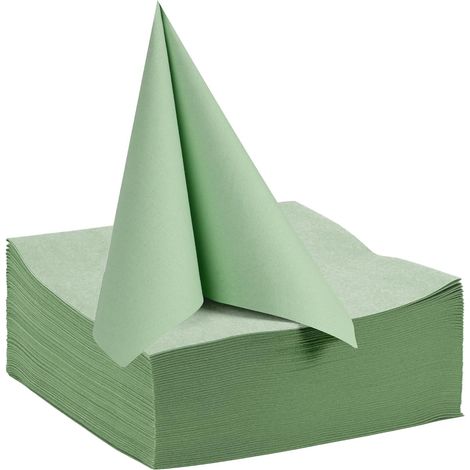 50pcs Serviettes en Airlaid, Serviettes Sauge 40 x 40 cm, Aspect Tissu, Serviettes jetables pour Anniversaire, fêtes de bébé, Mariages, Communion, décoration de fête-Vert Eucalyptus (1/5)