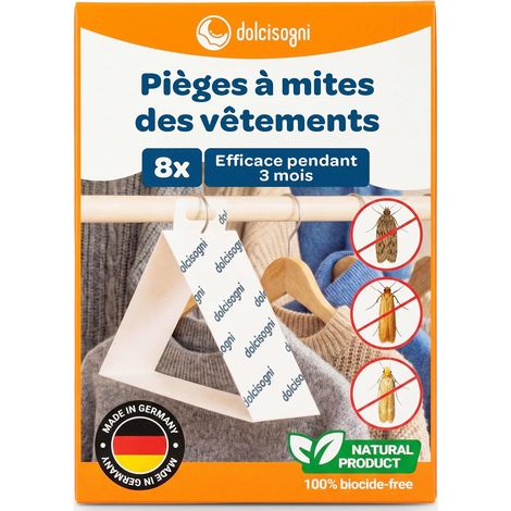 Piège Anti Mites Textiles pour Armoires et Vêtements - sans Biocides - 8 Feuilles - Pièges Adhésifs pour Le Suivi Contre Les Mites des Textiles - Made in Germany - Efficace Jusqu’à 3 Mois (1/5)
