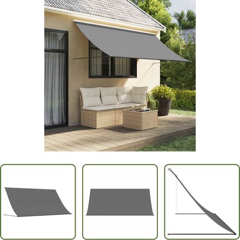 Auvent rétractable - Auvent rétractable anthracite 300x150 m tissu et acier (1/5)