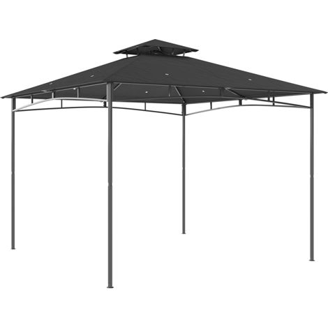 Outsunny 3 x 3 m Gazebo, Outdoor Gazebo Canopy with 2-Tier Roof, Dark Grey
