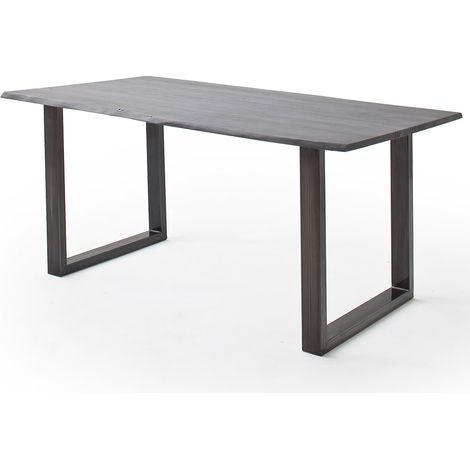 Esszimmer Tisch 160x90 cm, Akazie massiv, grau sandgestrahlt - COSENZA-06 (1/3)